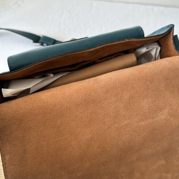 Patricia Nash Ilina Leather Tooled Flap Handbag Blue Coral Crossbody D Ring - Picture 11 of 15